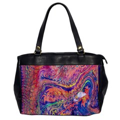 Painted Feathers Oversize Office Handbag by kaleidomarblingart