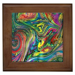 Intricate Painted Swirls Framed Tile by kaleidomarblingart