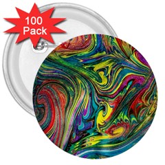 Intricate Painted Swirls 3  Buttons (100 Pack)  by kaleidomarblingart