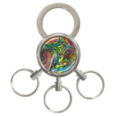 Intricate Painted Swirls 3-ring Key Chain by kaleidomarblingart