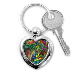 Intricate Painted Swirls Key Chain (heart) by kaleidomarblingart