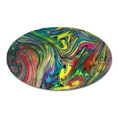 Intricate Painted Swirls Oval Magnet by kaleidomarblingart