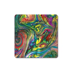 Intricate Painted Swirls Square Magnet by kaleidomarblingart