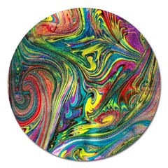 Intricate Painted Swirls Magnet 5  (round) by kaleidomarblingart