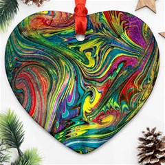 Intricate Painted Swirls Heart Ornament (two Sides) by kaleidomarblingart