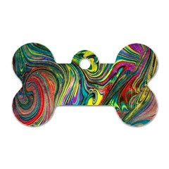 Intricate Painted Swirls Dog Tag Bone (one Side) by kaleidomarblingart