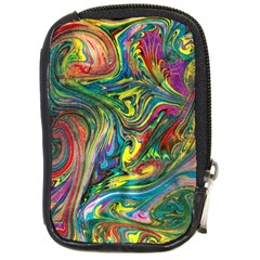 Intricate Painted Swirls Compact Camera Leather Case by kaleidomarblingart