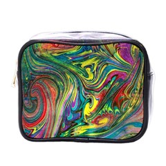 Intricate Painted Swirls Mini Toiletries Bag (one Side) by kaleidomarblingart