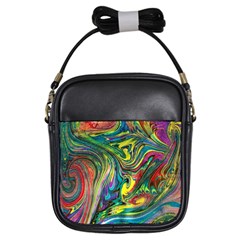 Intricate Painted Swirls Girls Sling Bag by kaleidomarblingart