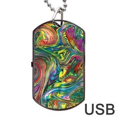 Intricate Painted Swirls Dog Tag Usb Flash (two Sides) by kaleidomarblingart