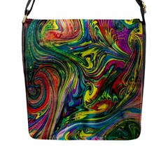 Intricate Painted Swirls Flap Closure Messenger Bag (l) by kaleidomarblingart