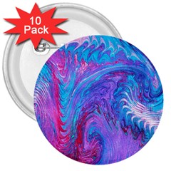 Blue On Violet Feathers 3  Buttons (10 Pack)  by kaleidomarblingart