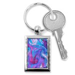 Blue on violet feathers Key Chain (Rectangle) Front