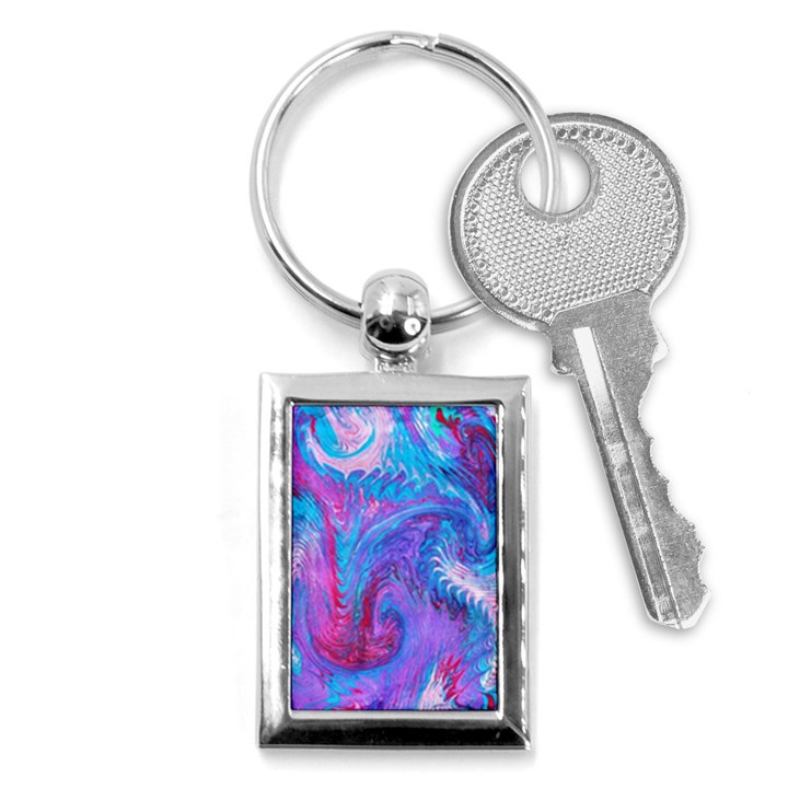 Blue on violet feathers Key Chain (Rectangle)