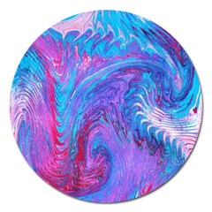 Blue On Violet Feathers Magnet 5  (round) by kaleidomarblingart