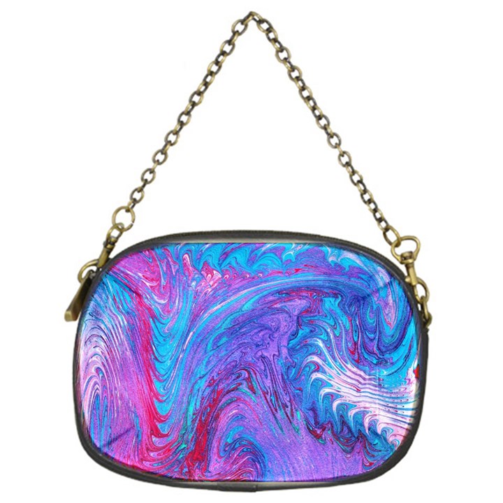 Blue on violet feathers Chain Purse (One Side)