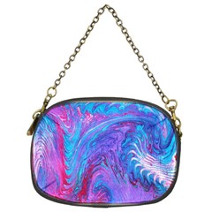 Blue on violet feathers Chain Purse (Two Sides)