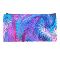 Blue On Violet Feathers Pencil Case by kaleidomarblingart