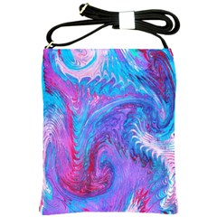 Blue on violet feathers Shoulder Sling Bag