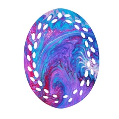 Blue on violet feathers Ornament (Oval Filigree)