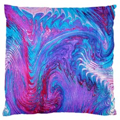 Blue on violet feathers Large Cushion Case (Two Sides)