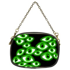 Creepy Cluster Of Glowing Green Eyes Chain Purse (two Sides) by VernenInk