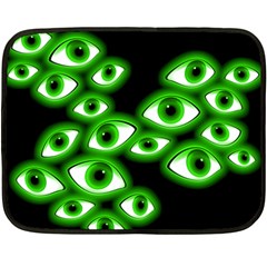 Creepy Cluster Of Glowing Green Eyes Double Sided Fleece Blanket (mini)  by VernenInk