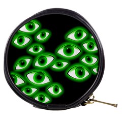 Creepy Cluster Of Glowing Green Eyes Mini Makeup Bag by VernenInk