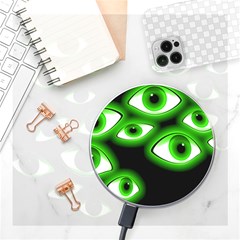 Creepy Cluster Of Glowing Green Eyes Wireless Charger by VernenInk