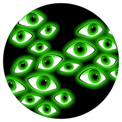 Creepy Cluster Of Glowing Green Eyes Round Trivet by VernenInk