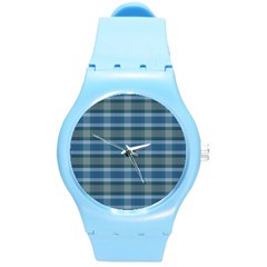 Retro Mod Mad Plaid Round Plastic Sport Watch (m) by themeaniestore