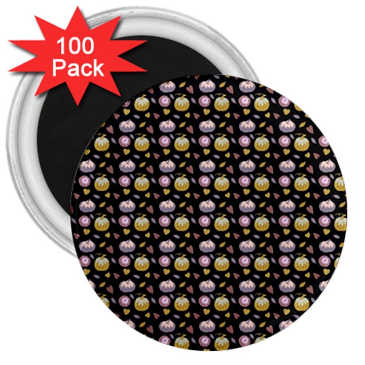 Shiny Pumpkins On Black Background 3  Magnets (100 pack)