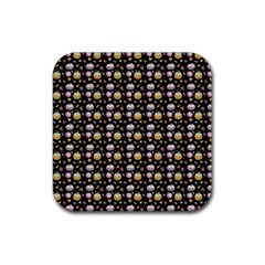 Shiny Pumpkins On Black Background Rubber Coaster (square)  by SychEva