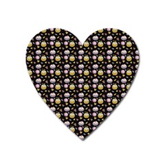 Shiny Pumpkins On Black Background Heart Magnet by SychEva