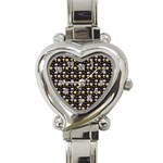 Shiny Pumpkins On Black Background Heart Italian Charm Watch Front