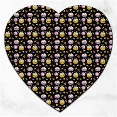 Shiny Pumpkins On Black Background Jigsaw Puzzle (heart) by SychEva