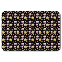 Shiny Pumpkins On Black Background Large Doormat  by SychEva