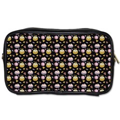 Shiny Pumpkins On Black Background Toiletries Bag (one Side) by SychEva