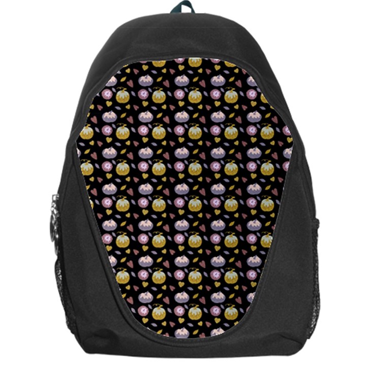 Shiny Pumpkins On Black Background Backpack Bag