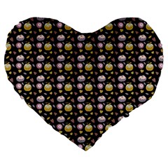 Shiny Pumpkins On Black Background Large 19  Premium Heart Shape Cushions by SychEva