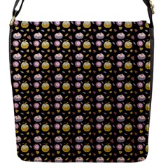 Shiny Pumpkins On Black Background Flap Closure Messenger Bag (s) by SychEva