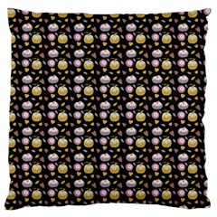 Shiny Pumpkins On Black Background Large Flano Cushion Case (one Side) by SychEva