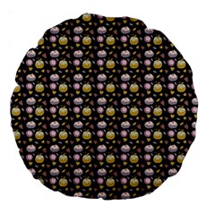 Shiny Pumpkins On Black Background Large 18  Premium Flano Round Cushions by SychEva