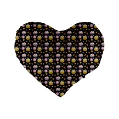 Shiny Pumpkins On Black Background Standard 16  Premium Flano Heart Shape Cushions by SychEva