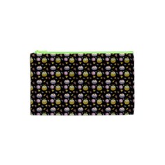 Shiny Pumpkins On Black Background Cosmetic Bag (xs) by SychEva