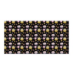 Shiny Pumpkins On Black Background Satin Wrap by SychEva