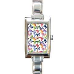 Bright Butterflies Circle In The Air Rectangle Italian Charm Watch by SychEva