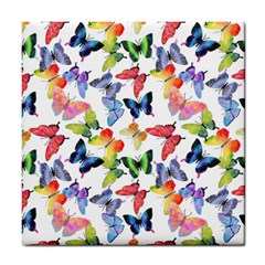 Bright Butterflies Circle In The Air Tile Coaster by SychEva