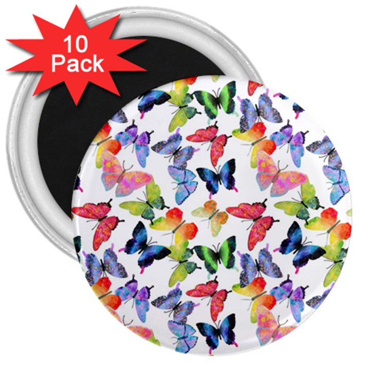 Bright Butterflies Circle In The Air 3  Magnets (10 pack) 