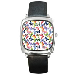 Bright Butterflies Circle In The Air Square Metal Watch by SychEva